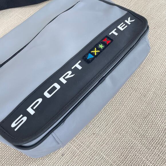 Sport Tek Nylon Crossbody Messenger Transit Bag Vintage 90's y2k, Gray Black - Picture 2 of 8